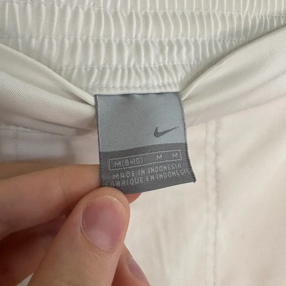 Y2K Nike Culottes Women Medium White Black Stripe Track Pants Sporty Streetwear